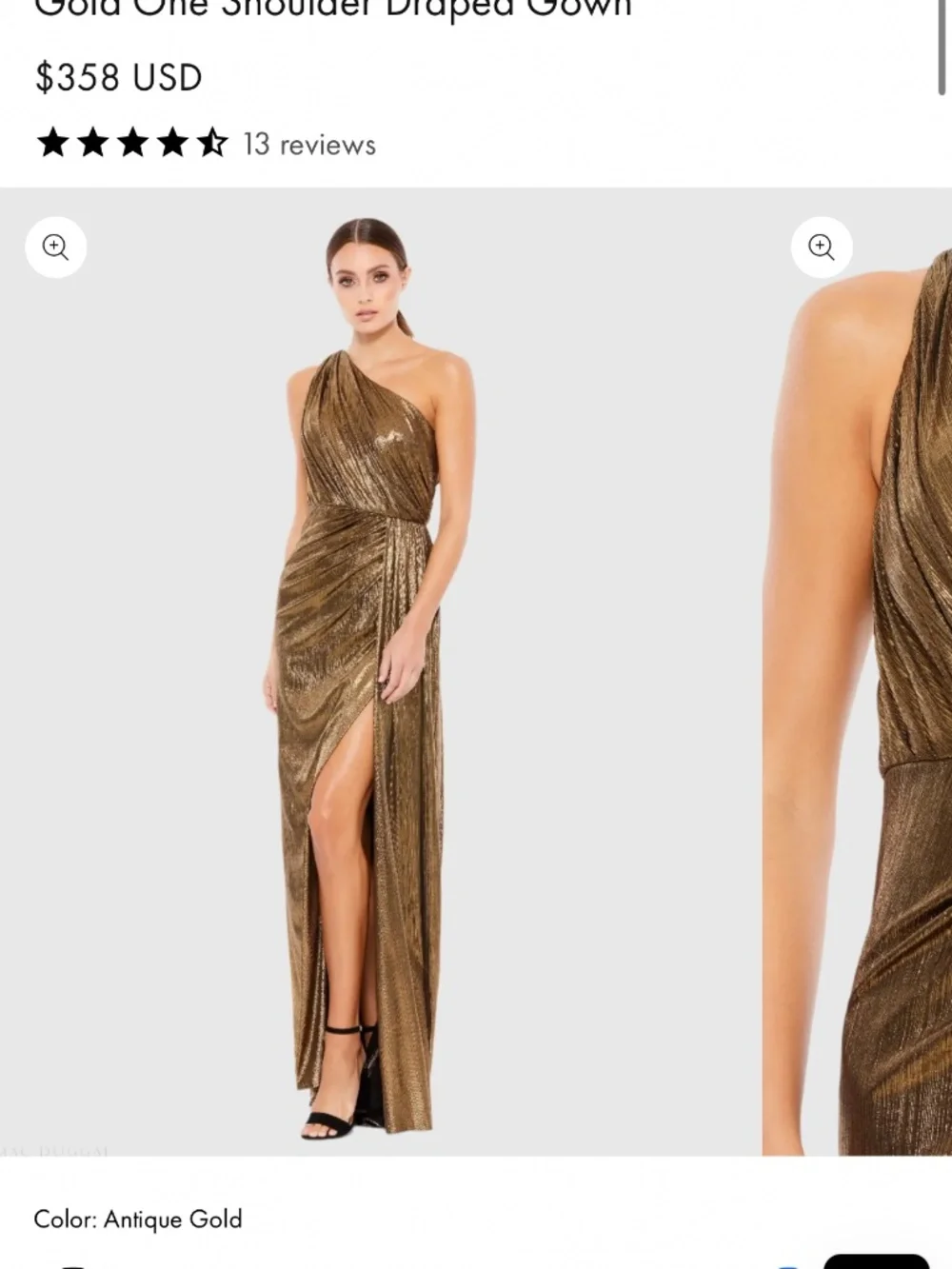 Mac Duggar One Shoulder Gold Gown - Picture 1 of 2